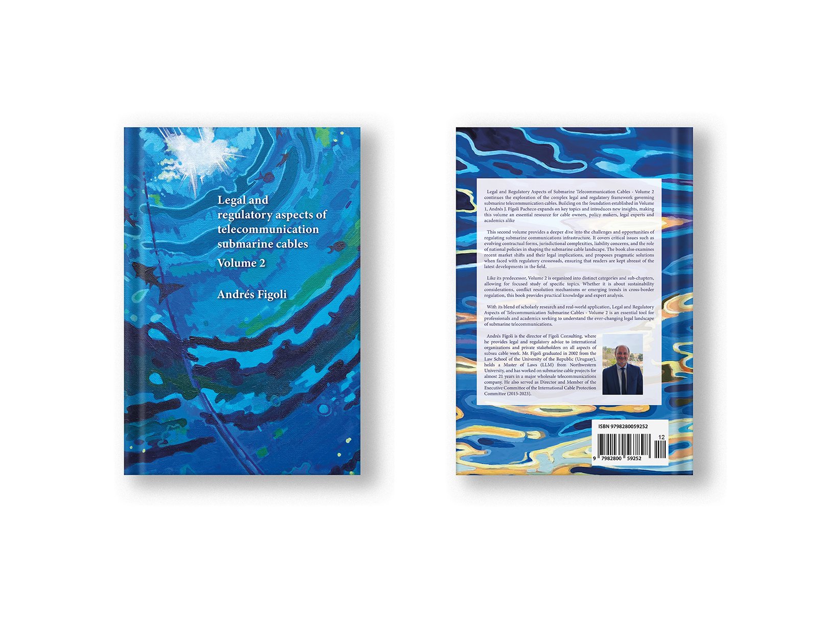 Abstract acrylic painting on canvas evoking the movement, depth and reflected light of the ocean through layered blue tones and fluid brushstrokes.